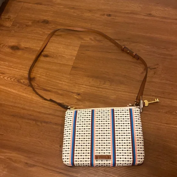 Brand New Fossil Crossbody Purse—Patterned: Black, White, Pink, Blue, Maroon Bag